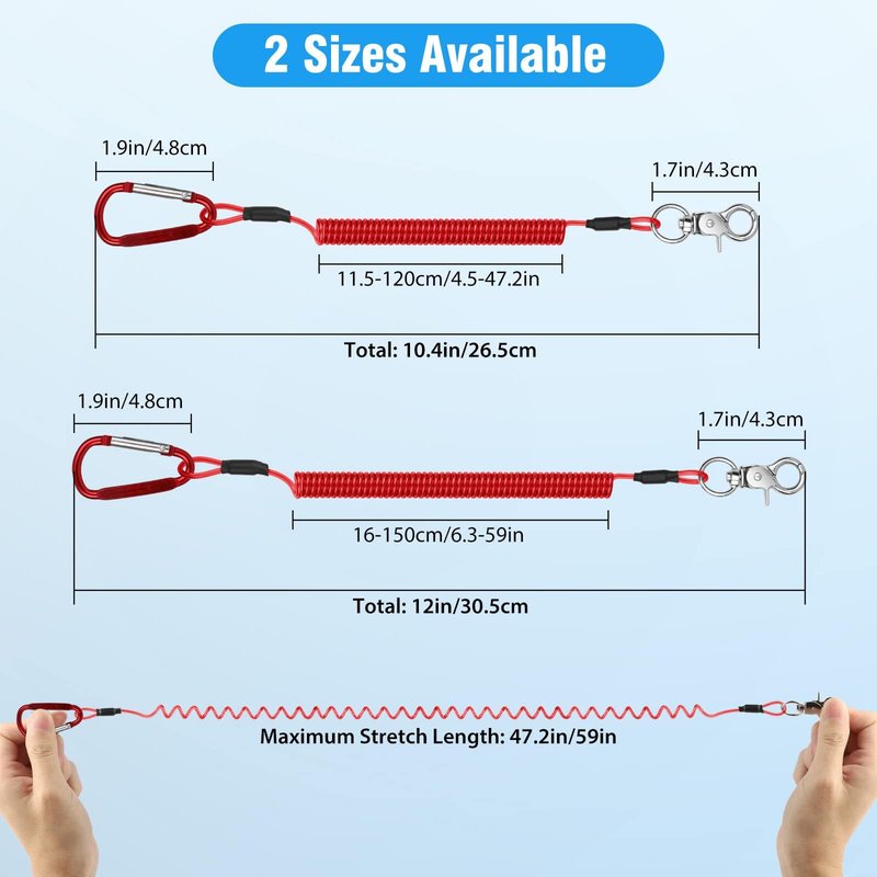 TSV Fishing Lanyard, Retractable Safety Coiled Lanyard with Carabiner Keychain, Kayak Tether Rod Leash, Tool Lanyard for Hand Tool