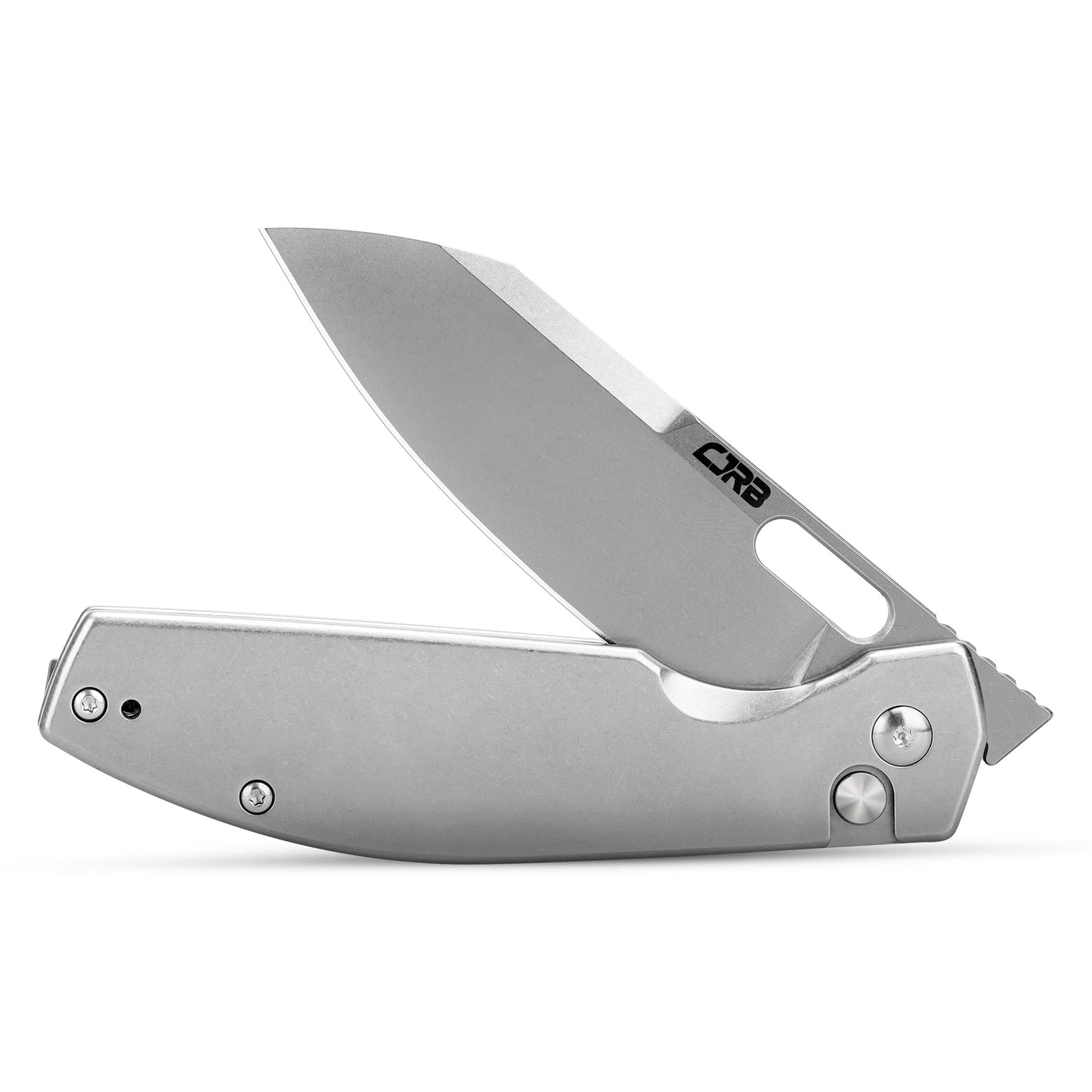 CJRB Pocket EDC Knife Ekko(J1929) Button Lock Small Folding Knife AR-RPM9 Steel Blade and Silver Stainless Steel Handle Outdoor for Men Women for Gifts