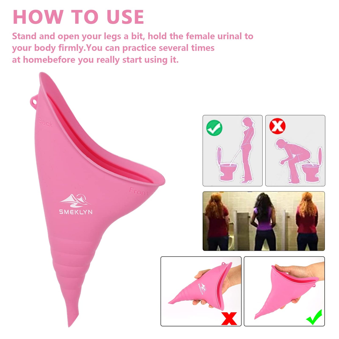 SMEKLYN Female Urination Device Women Pee Funnel Reusable Silicone Urine Cup Female Urinal Post Surgery Pee Standing Up Perfect for Camping Hiking Travel Road Trip Accessories-Plus Size