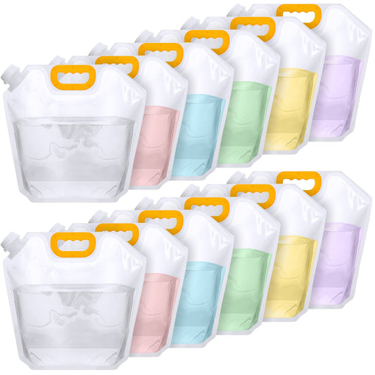 Tessco 12 Pack 1.3 Gallon Collapsible Water Storage Bag Water Container Bag Emergency Jug Plastic Storage Pouch Freezable Water Carrier Tank Foldable Bottle for Outdoor Sport Camping (Clear)