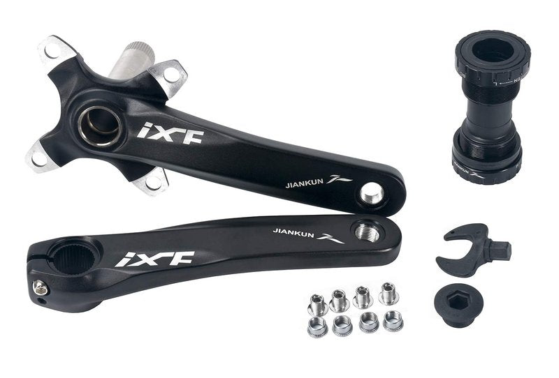 JIANKUN Bike Crank Arm Set 170mm 104 BCD with Bottom Bracket Kit and Chainring Bolts for MTB BMX Road Bicycle, Compatible with Shimano, FSA, Gaint (Black)