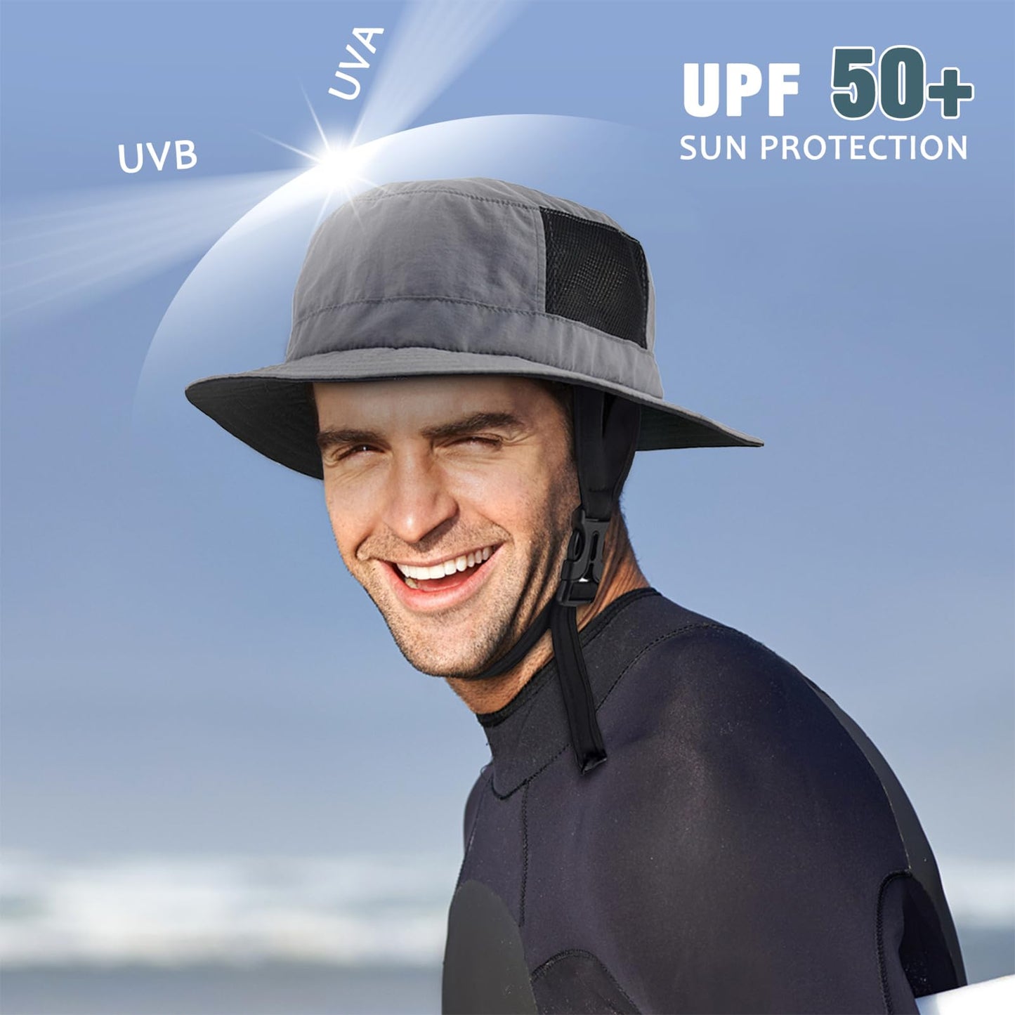 Seektop Surf Bucket Hat with UPF 50+ UV Protection, Waterproof Surfing Hat