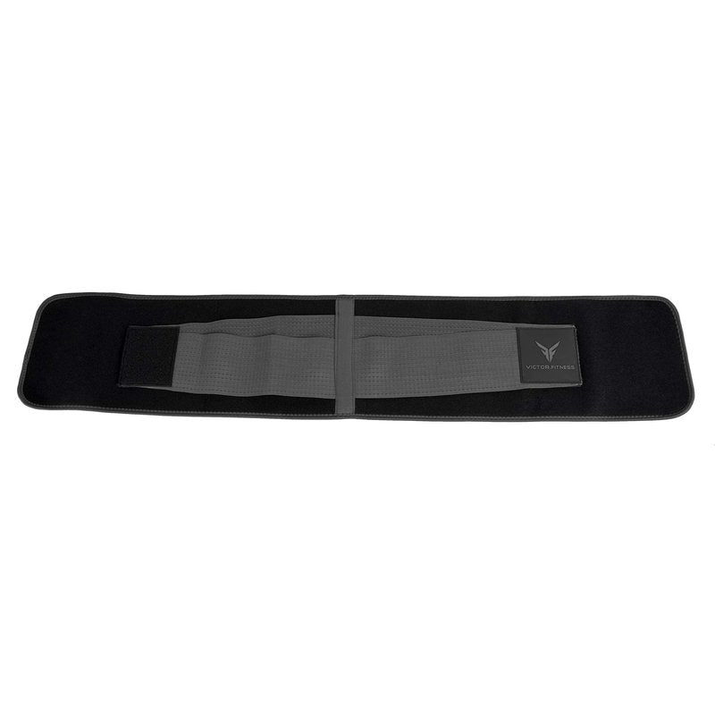 Victor Fitness Gray and Black Small Waist Trimmer with with Velcro Strap, Ab Trainer, Sweat Wrap for Men and Women VWTGBS