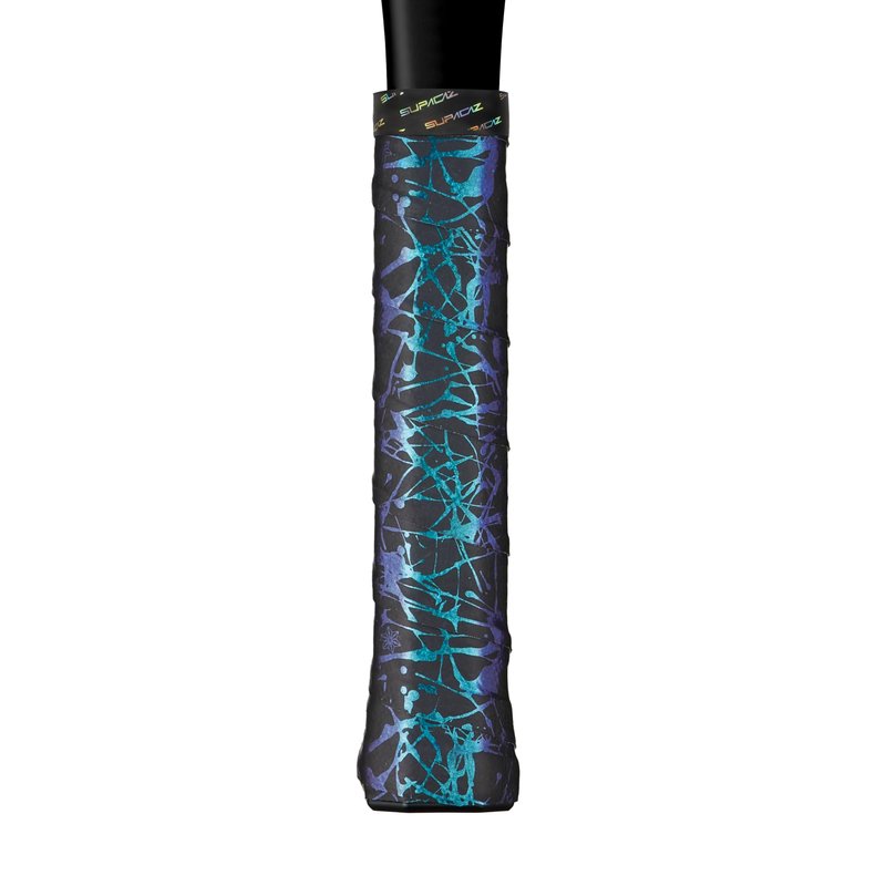 Supacaz Super Sticky Kush Blue Refractor Splat Tennis Overgrip - Racket Dry Overwrap - Racquet Grip Tape - Over Grip Wrap - 3pk
