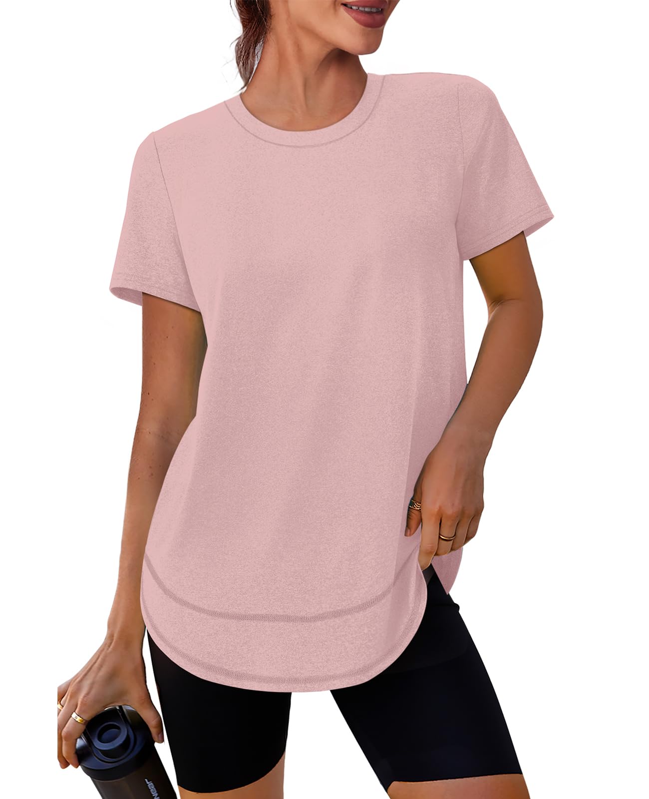 Summer Tops for Women 2026 Short Sleeve Workout Clothes Athletic Shirts Pilates Outfits Camisetas Deportivas para Mujer Blue L