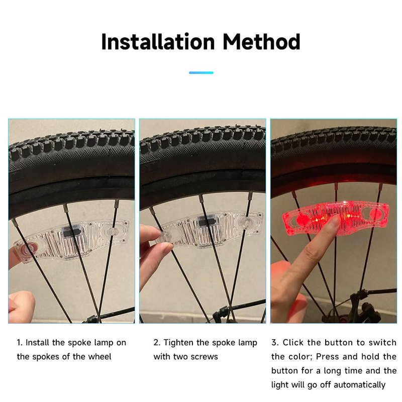 Vnicstick Rechargeable LED Bike Wheel Lights,2 Pack,Waterproof Easy Install,Bicycles Wheel Spoke LED Lights,Motion Sensor,Safety Spoke Lights for Adults Kids,with Battery