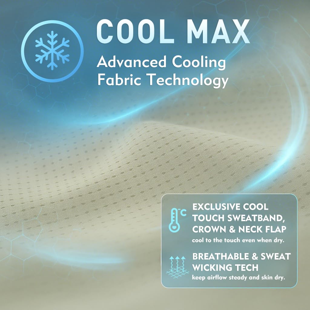 TOP-EX UPF 50+ Cooling Wide Brim Sun Hat for Men with Neck Flap, Packable