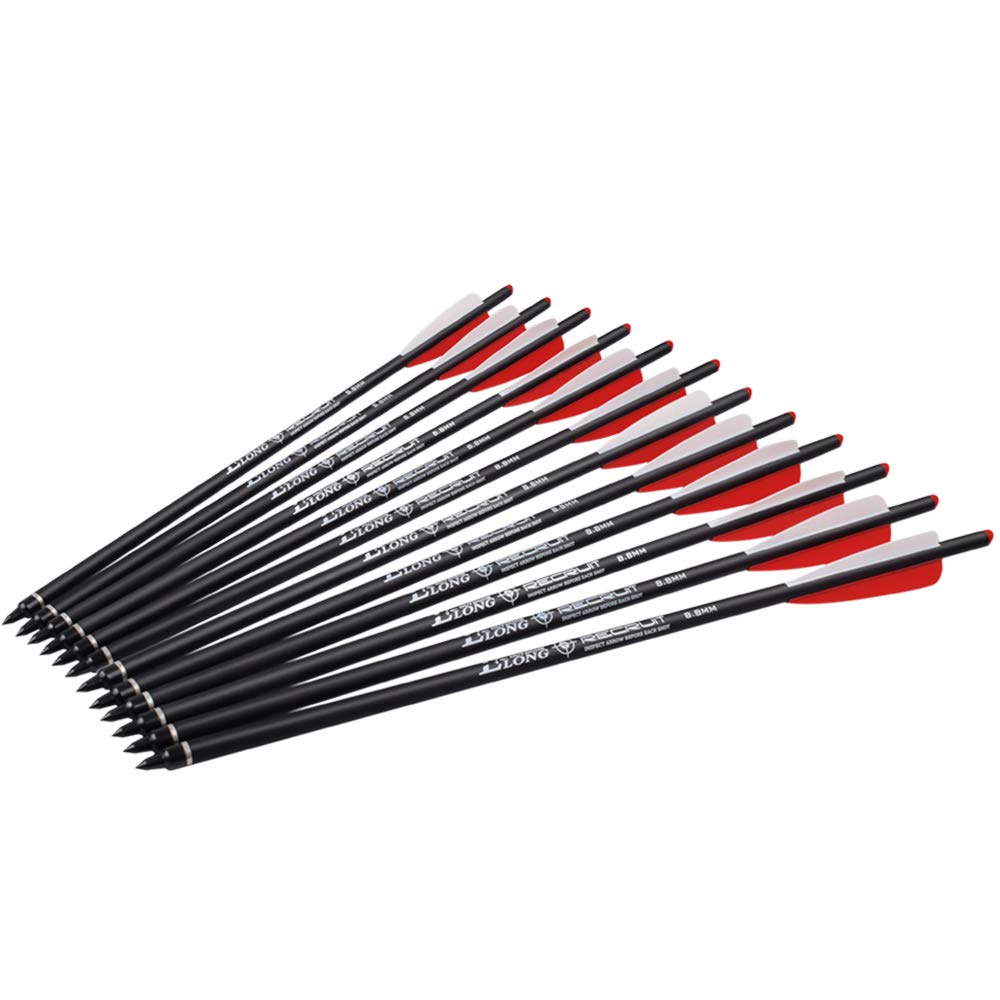 Carbon Crossbow Bolts 22 Inch Hunting Archery Arrows with 4" Vanes Replaced Arrowhead Tip (Pack of 12)