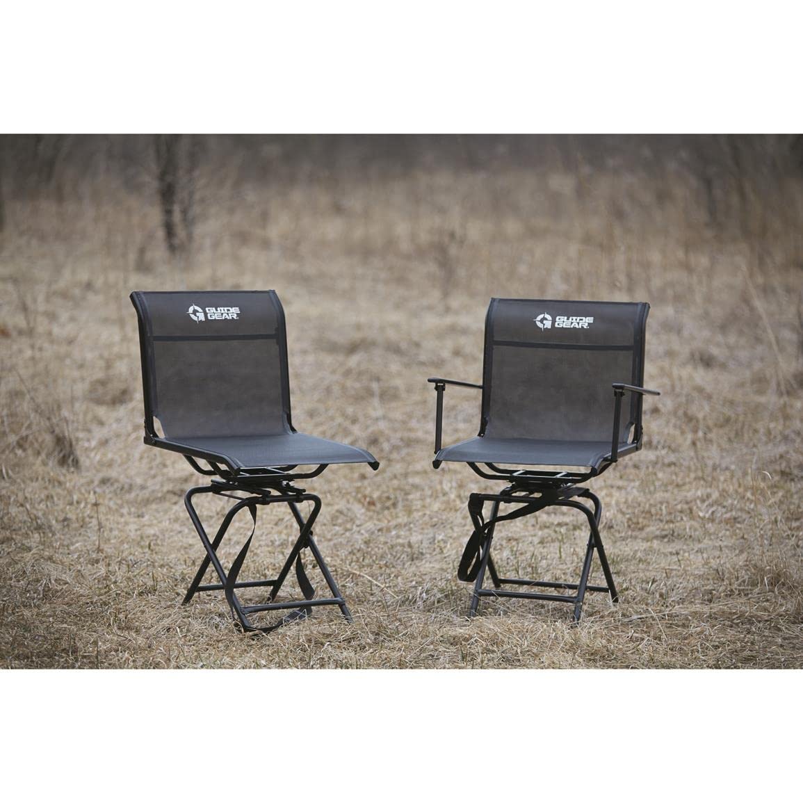 Guide Gear Big Boy Hunting Blind Chair with Armrests, Portable Folding Seat for Shooting, Comfortable Spin Swivel, 500-lb. Capacity