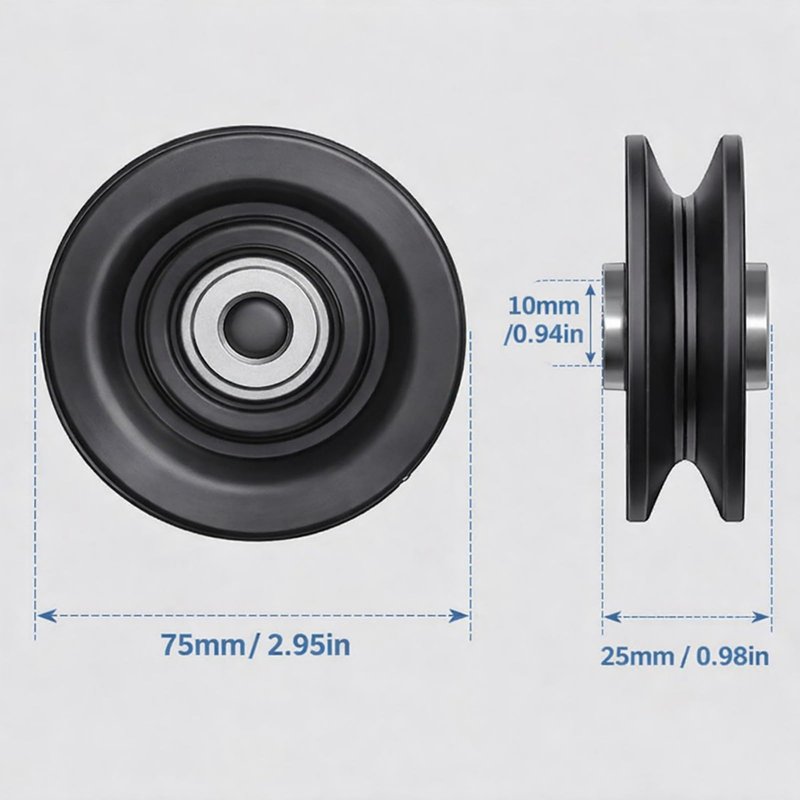 Keenso 10 Pcs/Set 75mm/2.95" Nylon Bearing Pulley Wheel,Abration Bearing Wheel for Home Gym Equipment Part Cable Machine