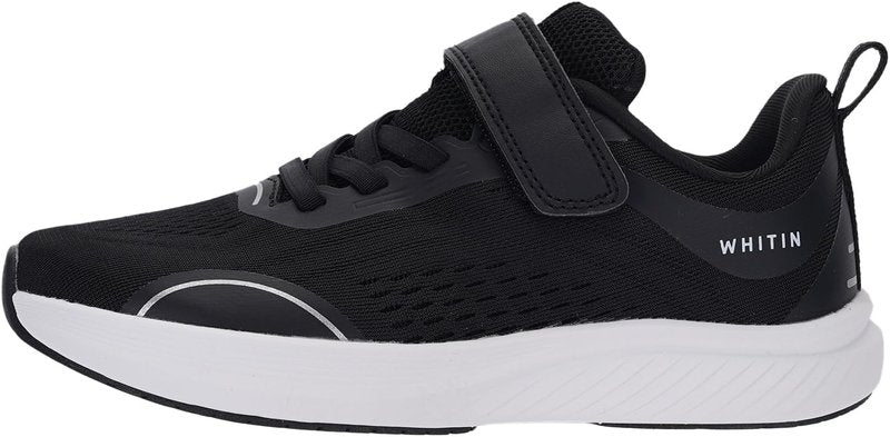 WHITIN Little Big Kids Wide Width Tennis Shoes Zero Drop Walking Sneaker Boys Girls Size 1 Road Running Training Sports School Footwear Black 32