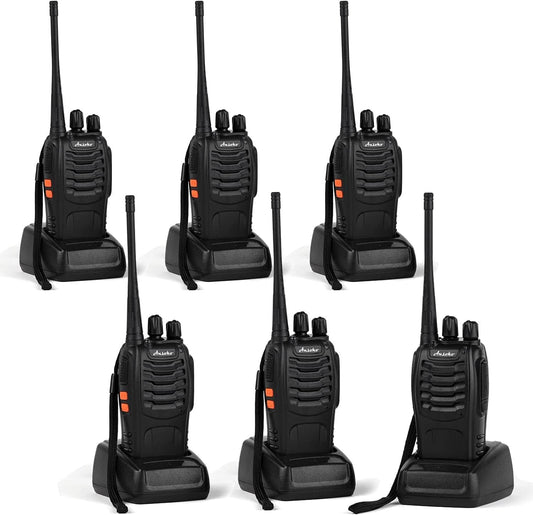 Ansoko Two Way Radio Walkie Talkie, Long Range Walkie Talkies for Adults 16-CH 2-Way Radio with Earpieces and Rechargeable Battery (Pack of 6)