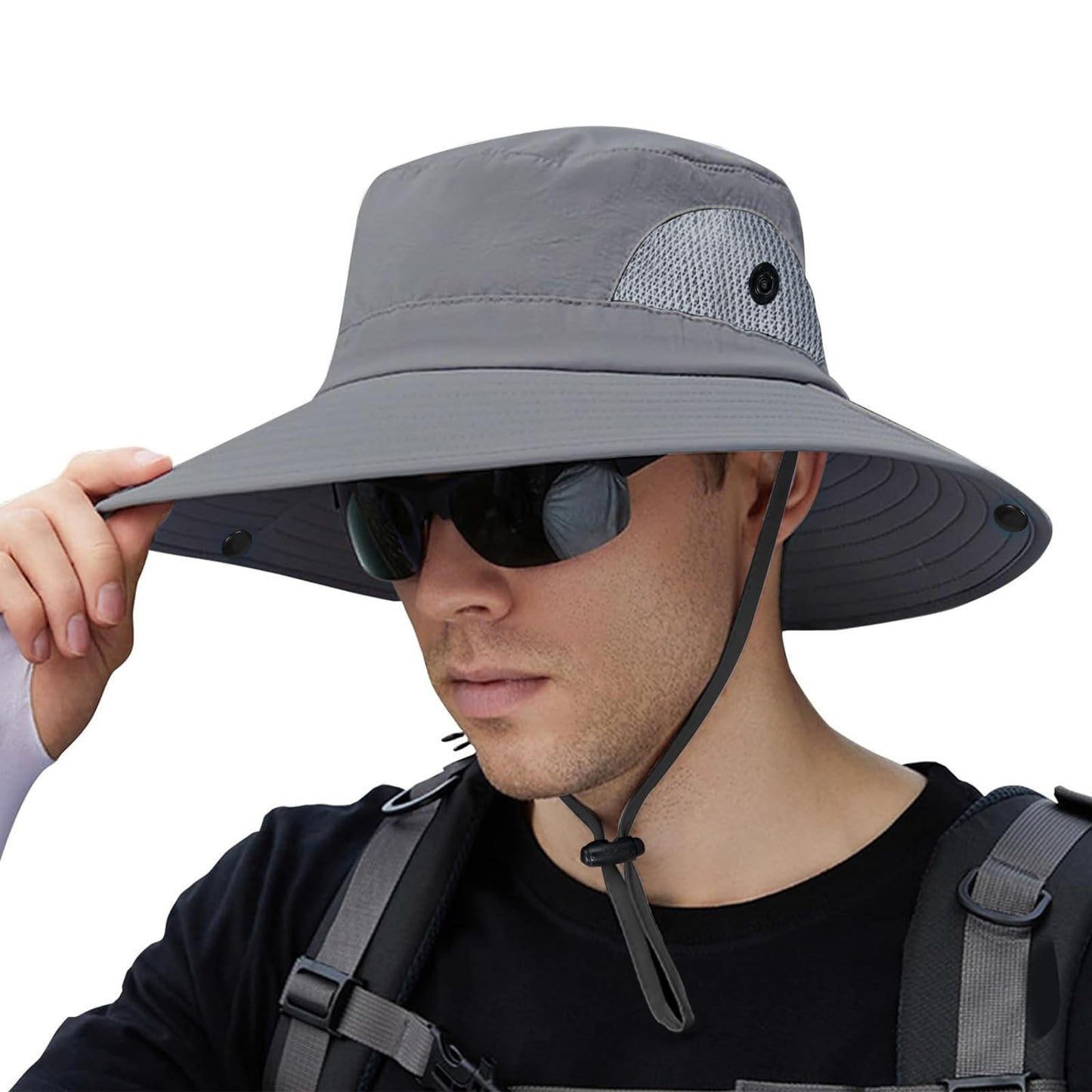 ZOORON Sun Hats for Men Women, Wide Brim Bucket Hats UV Protection UPF50+ Waterproof Boonie Hats for Fishing Hiking Camping (1Pack-Gray)