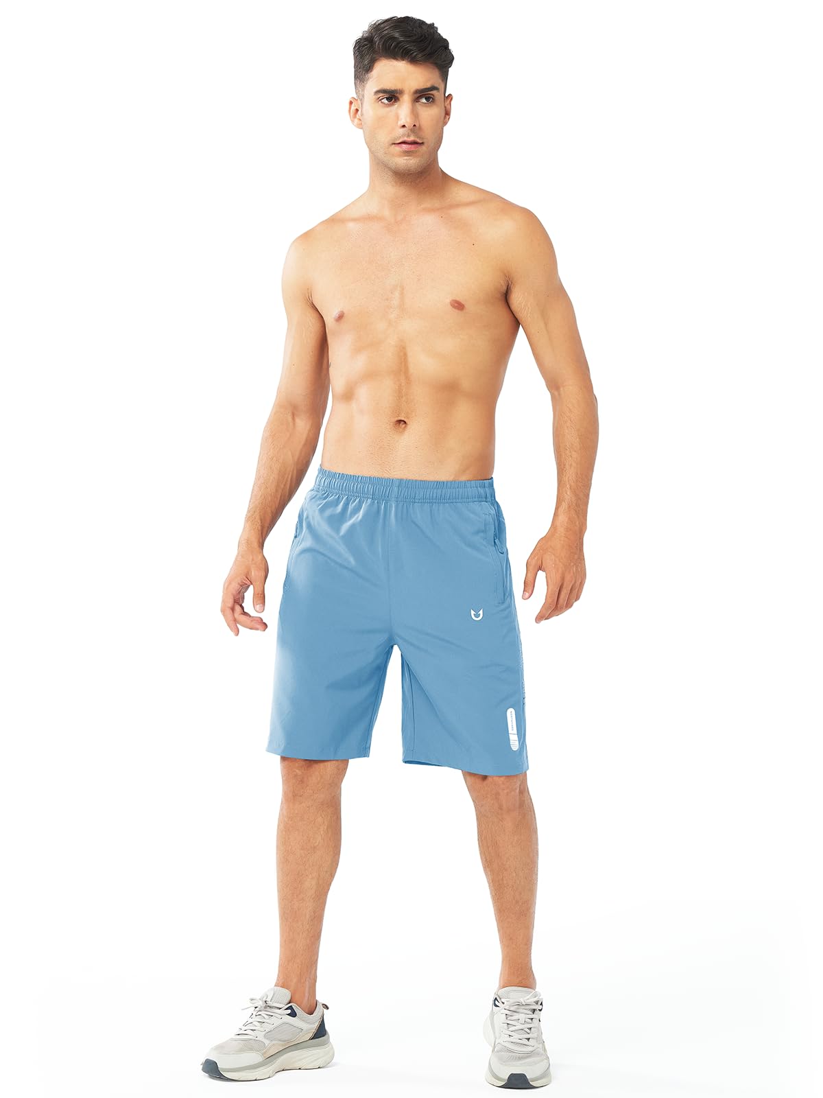 NORTHYARD Men's Athletic Running Shorts Gym Workout 7"/9"/5" Quick Dry Lightweight Sports Basketball Tennis 3 Zipper Pockets SKYBLUE-9inch 2XL