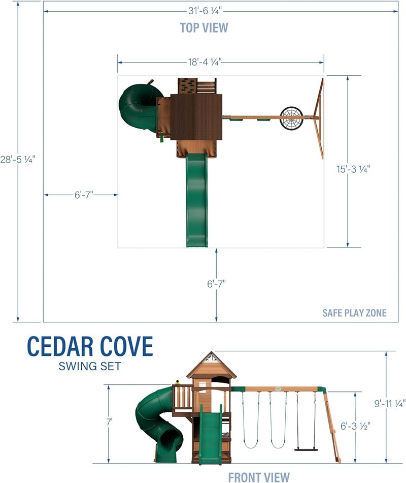 Cedar Cove Wood Swing Set - Backyard Playset with Spiral Tube, Wave Slide, Clubhouse & More | For Kids 10+ Years