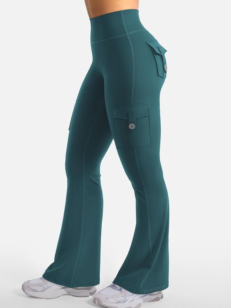 CoreFlex Women's High-Waisted Flare Leggings - Hidden Pockets, No Front Seam, Yoga & Gym Wear