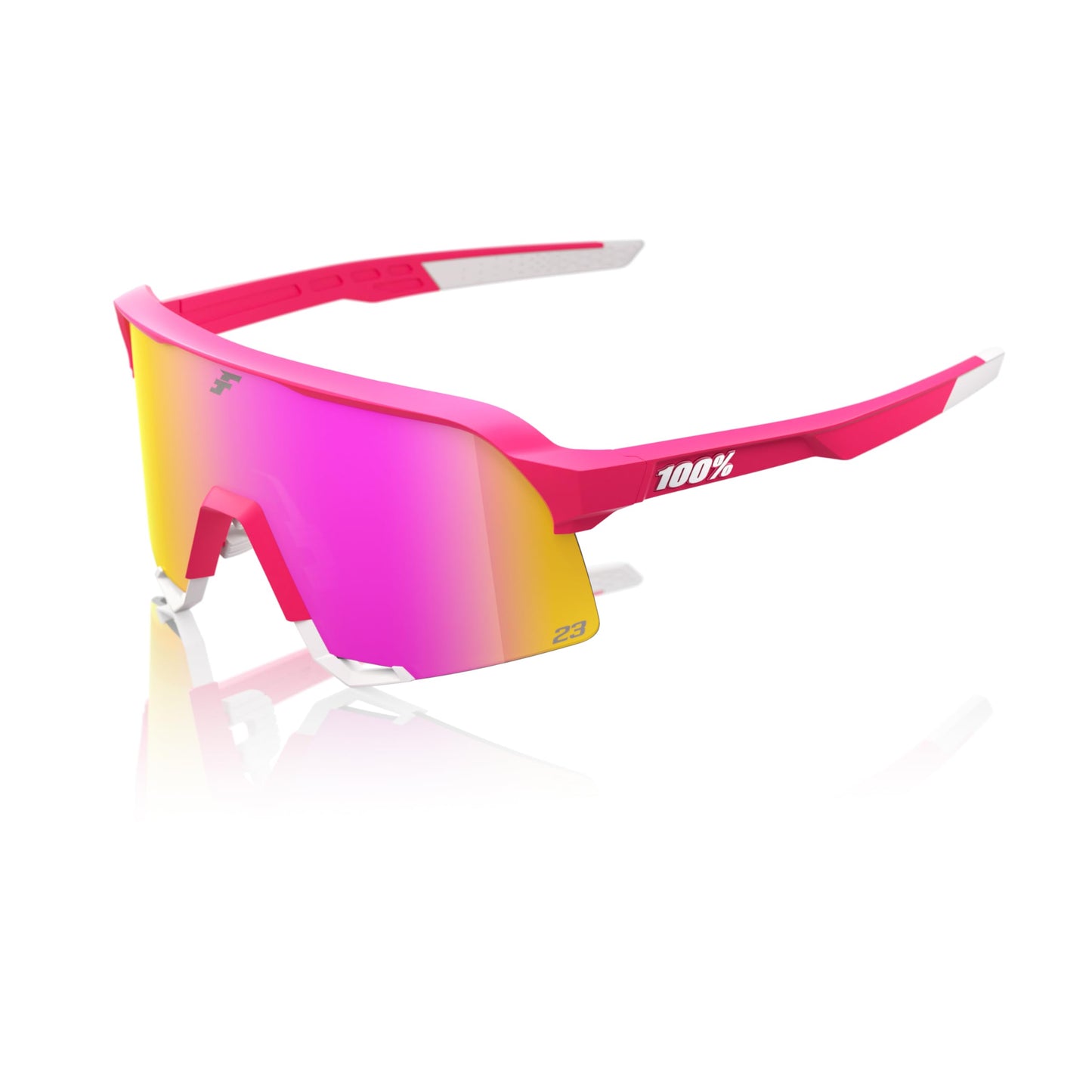 100% S3 - Sports Sunglasses for Women & Men - Impact Resistant Cycling and Riding Sunglasses - Biking Sunglasses UV Support - Tatis 24 LE, HiPER Vital Pink Mirror Lens