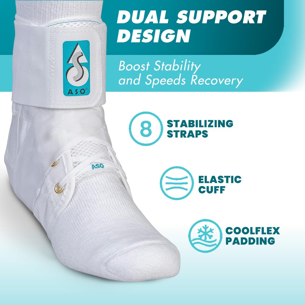 Med Spec ASO Ankle Stabilizer Lace Up Ankle Brace Sprain Support White, MD
