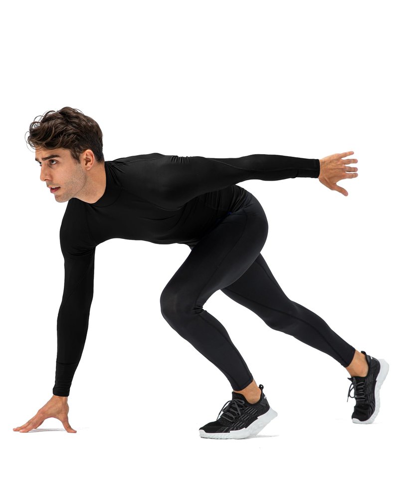 LWISMIL Black Compression Shirt Men Turtle Neck Dry Cool Workout Athletic Base Layer Undershirt for Football Running Basketball