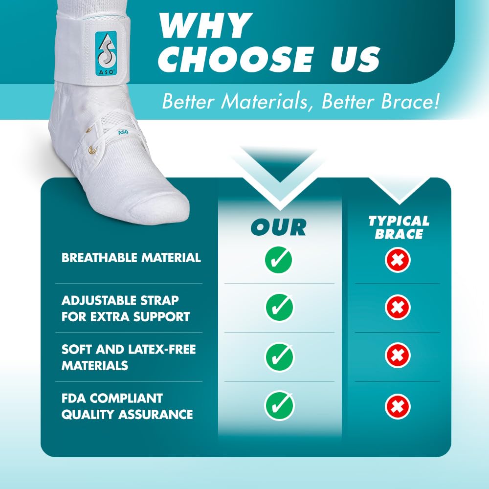 Med Spec ASO Ankle Stabilizer Lace Up Ankle Brace Sprain Support White, MD