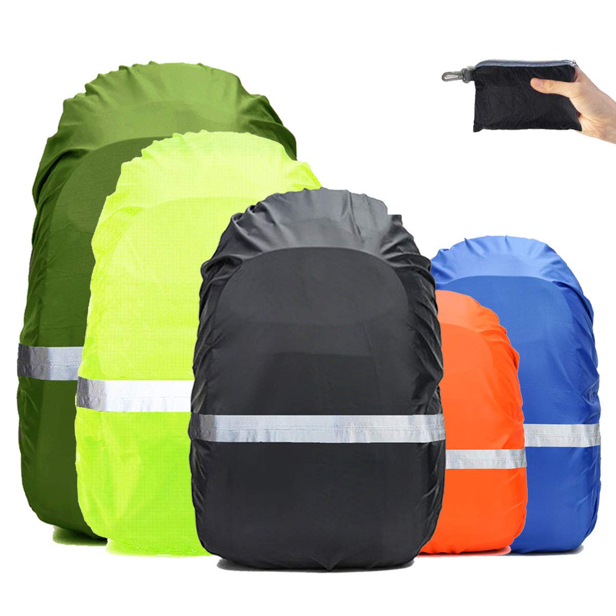 Frelaxy Hi-Visibility Backpack Rain Cover with Reflective Strip 100% Waterproof Ultralight Backpack Cover, Storage Pouch, Anti-Slip Cross Buckle Strap, for Hiking, Camping, Biking, Outdoor, Traveling