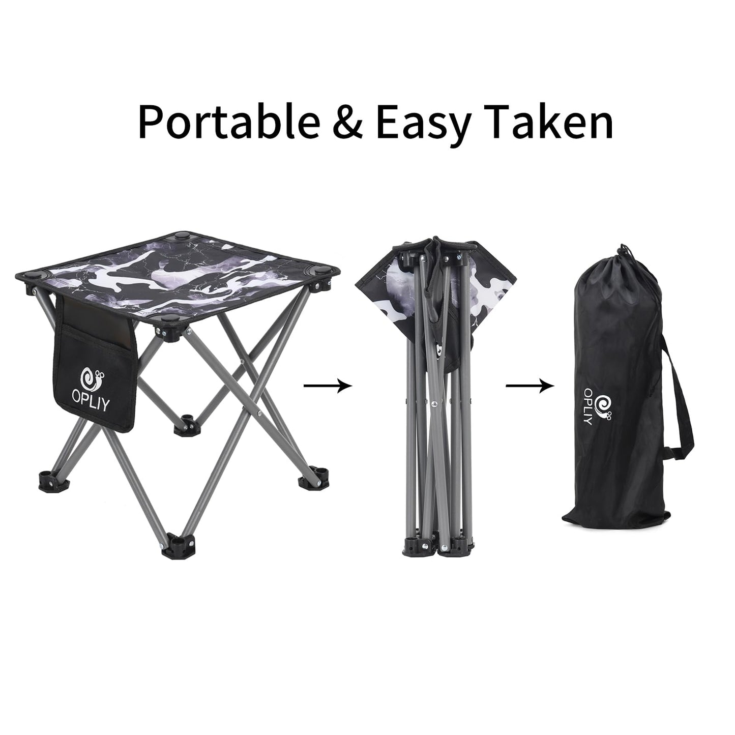 Opliy Camping Stool, Folding Samll Chair 13.5 inch Portable Camp Stool for Camping Fishing Hiking Gardening and Beach, Camping Seat with Carry Bag (Black, L13.5)