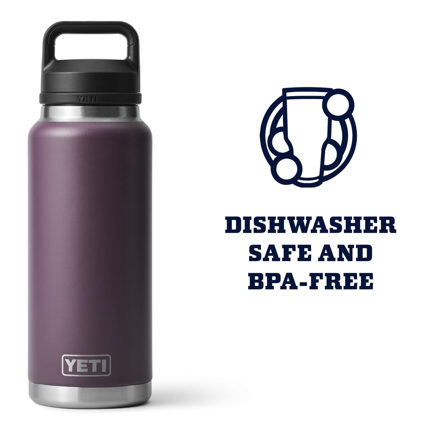 YETI Rambler 36 oz Bottle, Vacuum Insulated, Stainless Steel with Chug Cap, Nordic Purple