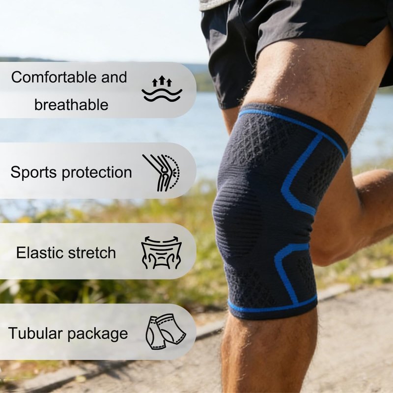ZXCFBEA 2-Pack Compression Knee Brace for Women & Men - Knee Support Sleeve for Running, Weightlifting, Meniscus Tear, Arthritis Pain Relief, Breathable Anti-Slip Sports Knee Sleeves (Black)