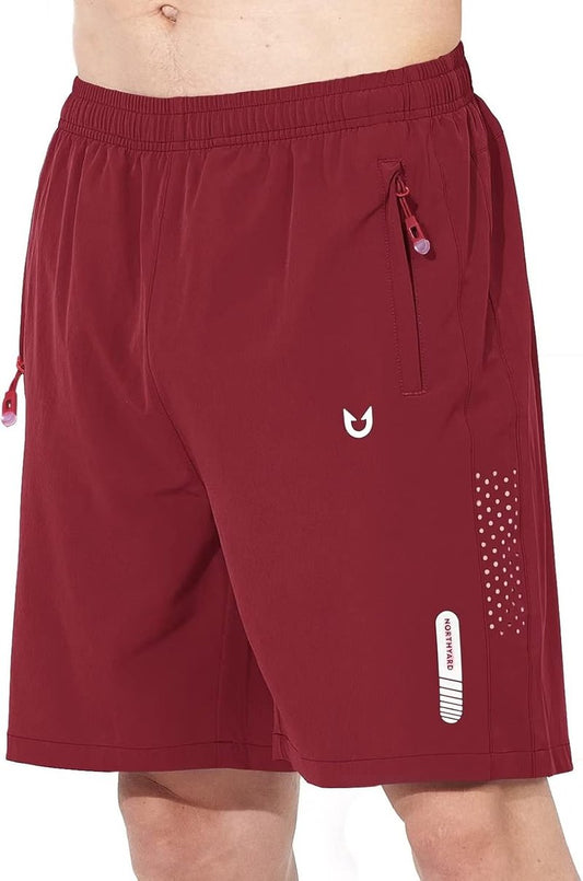 Men's Athletic Running Shorts - Quick Dry Lightweight Gym Workout | 7"/9"/5" with 3 Zipper Pockets