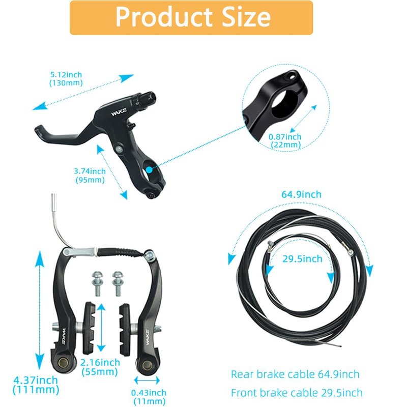 CYSKY Complete Universal Bike Brakes Set, Front and Rear MTB Brake, Inner and Outer Brake Cables and Brake Lever Kit for Mountain Bikes Road Bikes (Black)