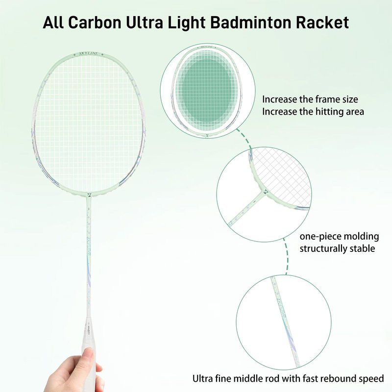 Badminton Rackets,Badminton Racket Set,Both Offensive and Defensive,Lightweight 75g/G5 All Carbon Fiber One-Piece Durable Double Racket,Including 2 Rackets,2 Shuttlecocks,and 1 Bag