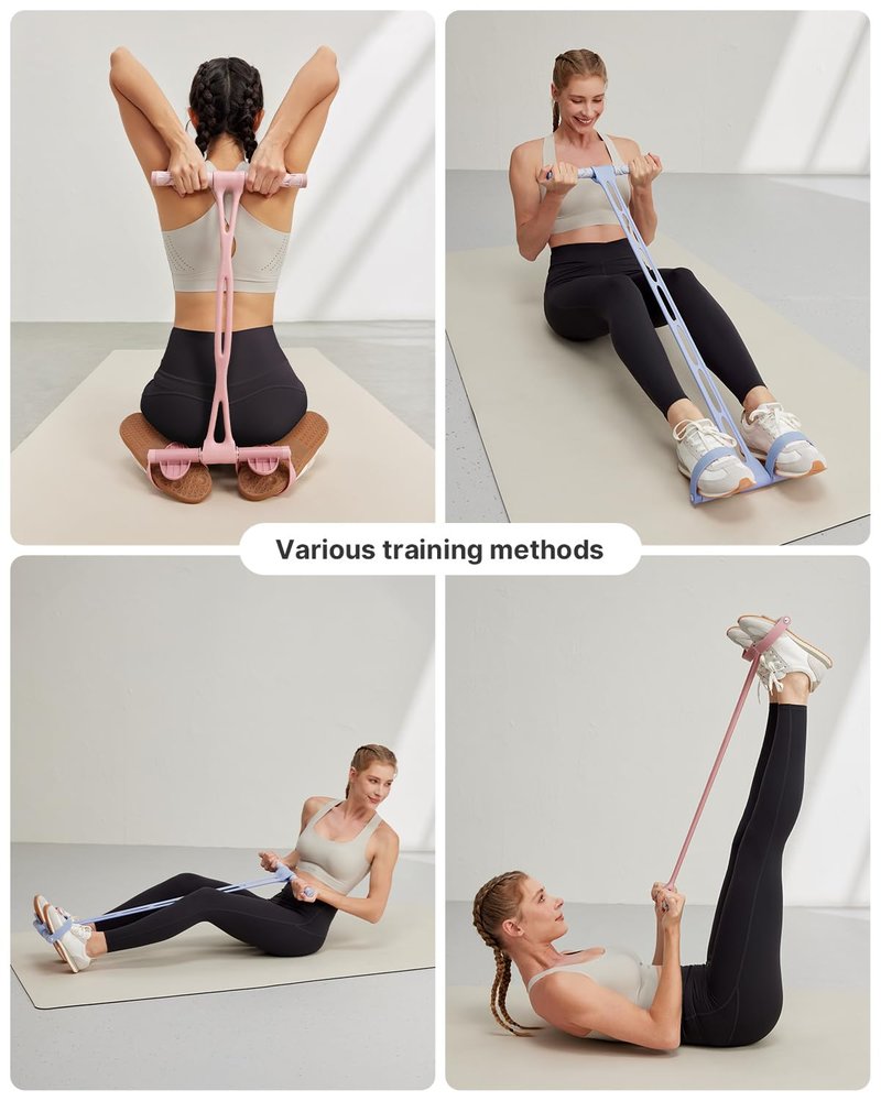 YOTTOY Pedal Resistance Band, Thick Elastic Tension Rope with Handles, Sit-Up Pull Rope Fitness Equipment for Leg, Arm, Abs, Waist, Home Gym & Yoga Training for Women & Men (Pink, 45 pounds)
