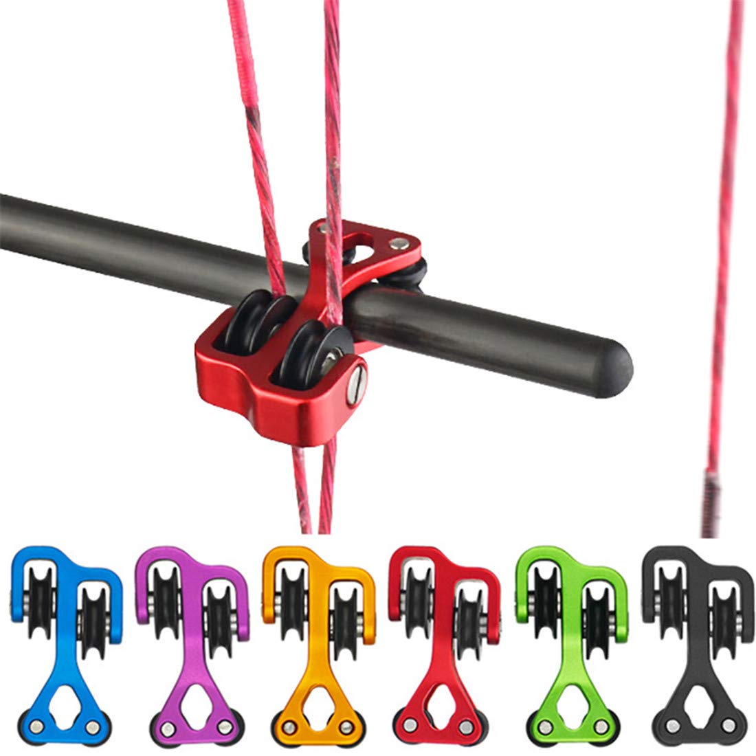 Aluminum Compound Bow Cable Slide Archery Bow String Splitter Roller Glide Replacement Bowstring Separator Arrow Pulley (Red)