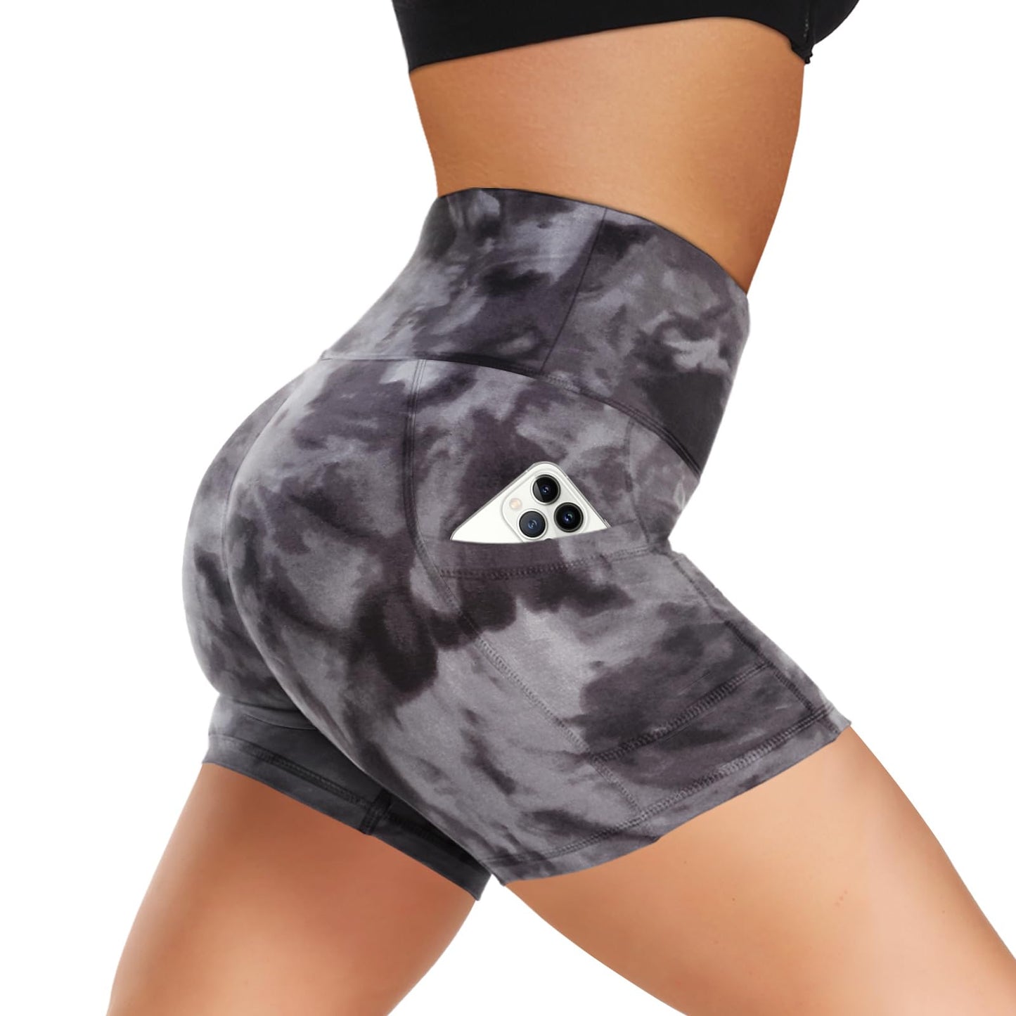 GAYHAY Biker Shorts for Women with Pockets - 8"/5"/3" Booty High Waisted Black Spandex Volleyball Short for Workout Yoga