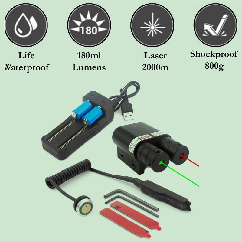 GOTICAL Pack of 2 Tactical Combo Red Laser Sight and Green Laser Sight Tactical Output