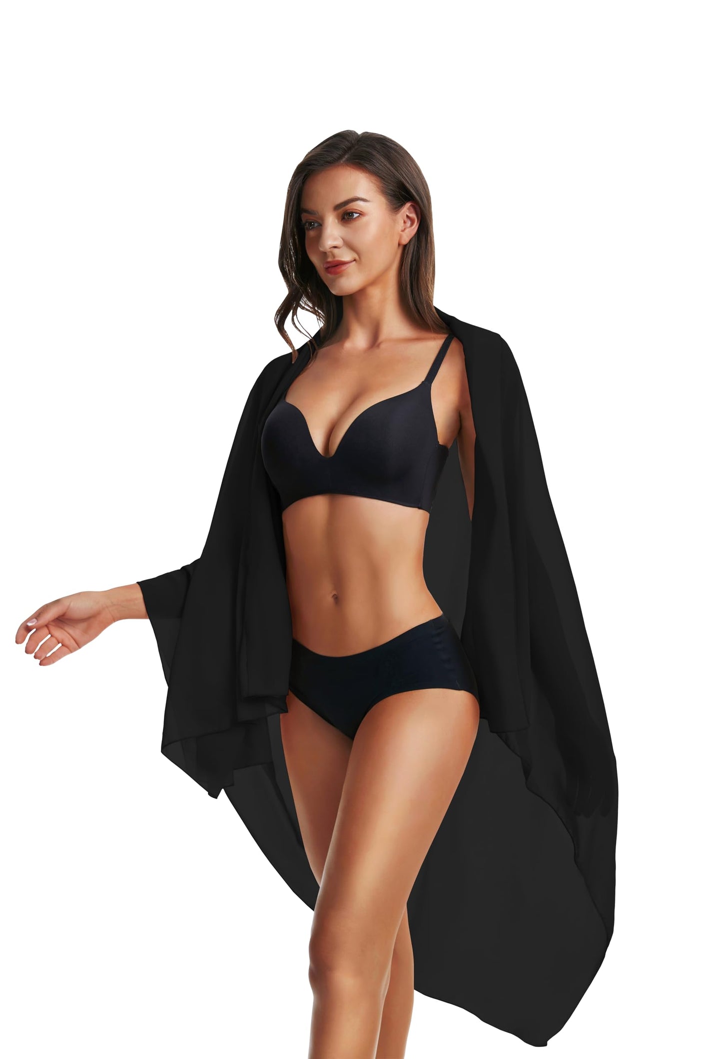 CHICGAL Sarong Wraps Swimsuit Coverup for Women Bathing Suit Cover Up Summer Bikini Beach Swimwear (Black)