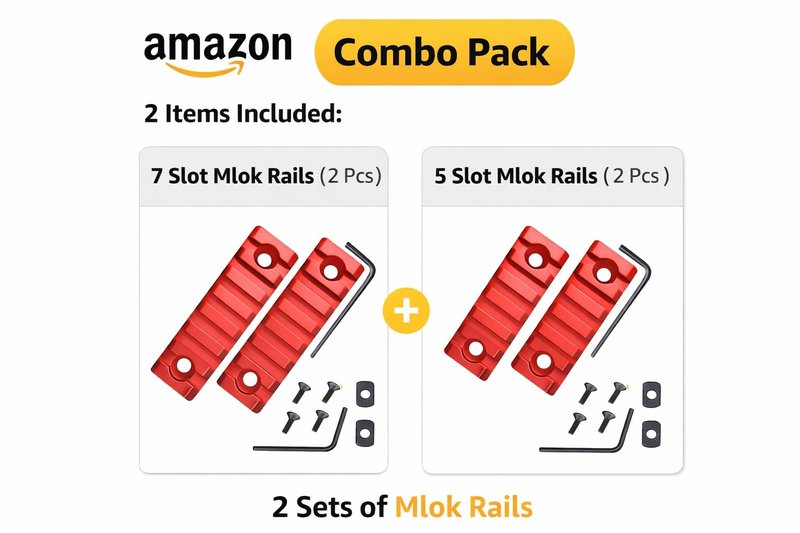 Gotical Combo 5-Slot 7-Slot Rail Picatinny Rail Section Adapter Super Value Pack with Set of Screws Picatinny Rail Combo Accessory