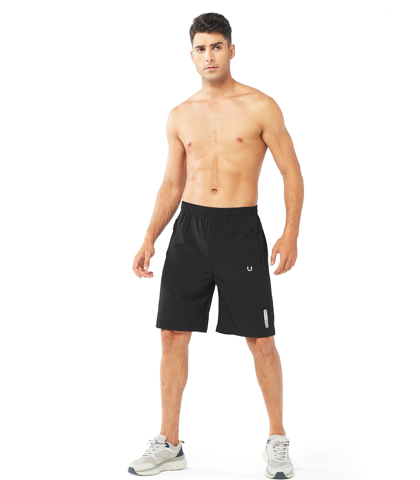 NORTHYARD Men's Athletic Running Shorts Gym Workout 7"/9"/5" Quick Dry Lightweight Sports Basketball Tennis 3 Zipper Pockets Black-9inch 2XL