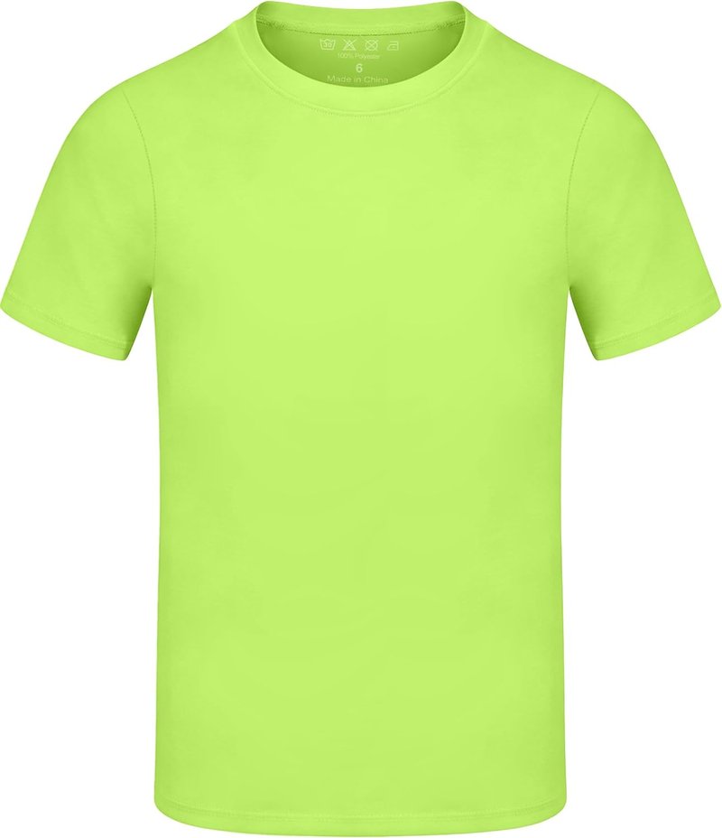 Boys' UPF 50+ Swim Shirt | Short Sleeve Rash Guard for UV Sun Protection - Neon Athletic T-Shirt