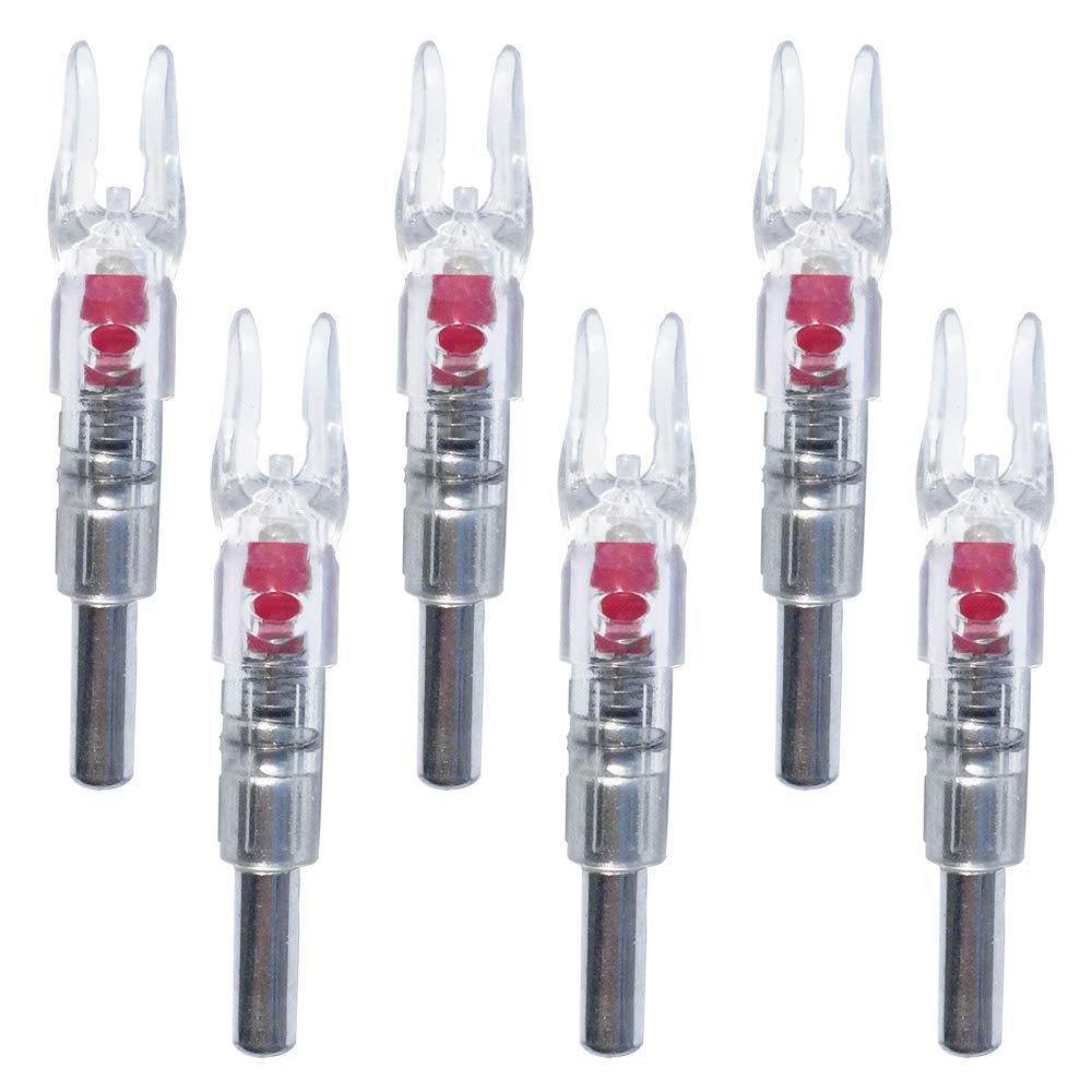 Reikawa 6PCS-S Lighted Nocks for Arrows with .244/6.2mm Inside Diameter Compound Bow Arrow Nock for Hunting Shooting (Red)