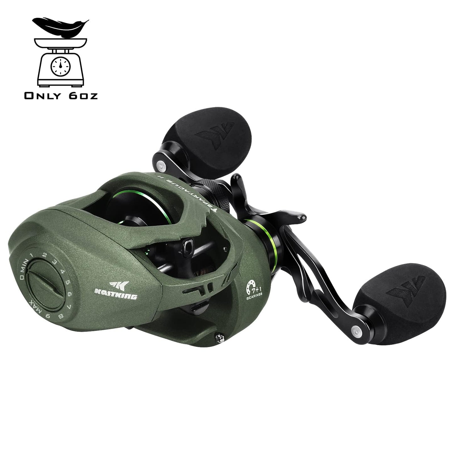 KastKing Spartacus II Baitcasting Fishing Reel, 6oz Ultralight Baitcaster Reel, Super Smooth with 17.6 LB Carbon Fiber Drag, 7.2:1 Gear Ratio, 39mm Palm Perfect Lower Profile Design