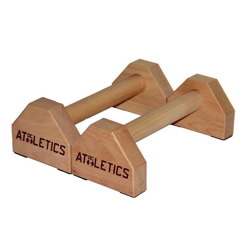 DC ATHLETICS® Push Up Bars – Parallettes with Anti-Slip Pads & Rock-Solid Base – Joint-Friendly Basebar -FSC-Certified Beech Wood – Calisthenics, Handstand & Planche Training