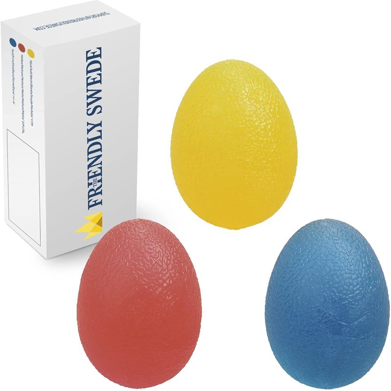 The Friendly Swede Stress Balls for Adults — 3 Squeeze Balls for Hand Therapy, Stress Relief & Hand Strength - Exercise for Grip Strength with 3 Resistance Levels - Egg-Shaped & Skin-Safe