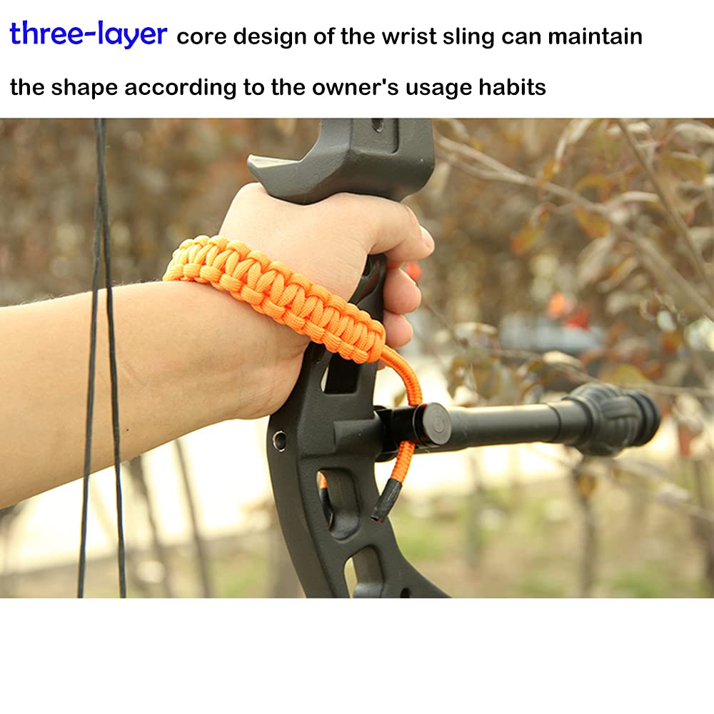 ZSHJGJR Archery Bow Wrist Sling Braided Archery Adjustable Bow Strap Wrist Sling For Compound Bow Hunting Shooting Accessories (orange)