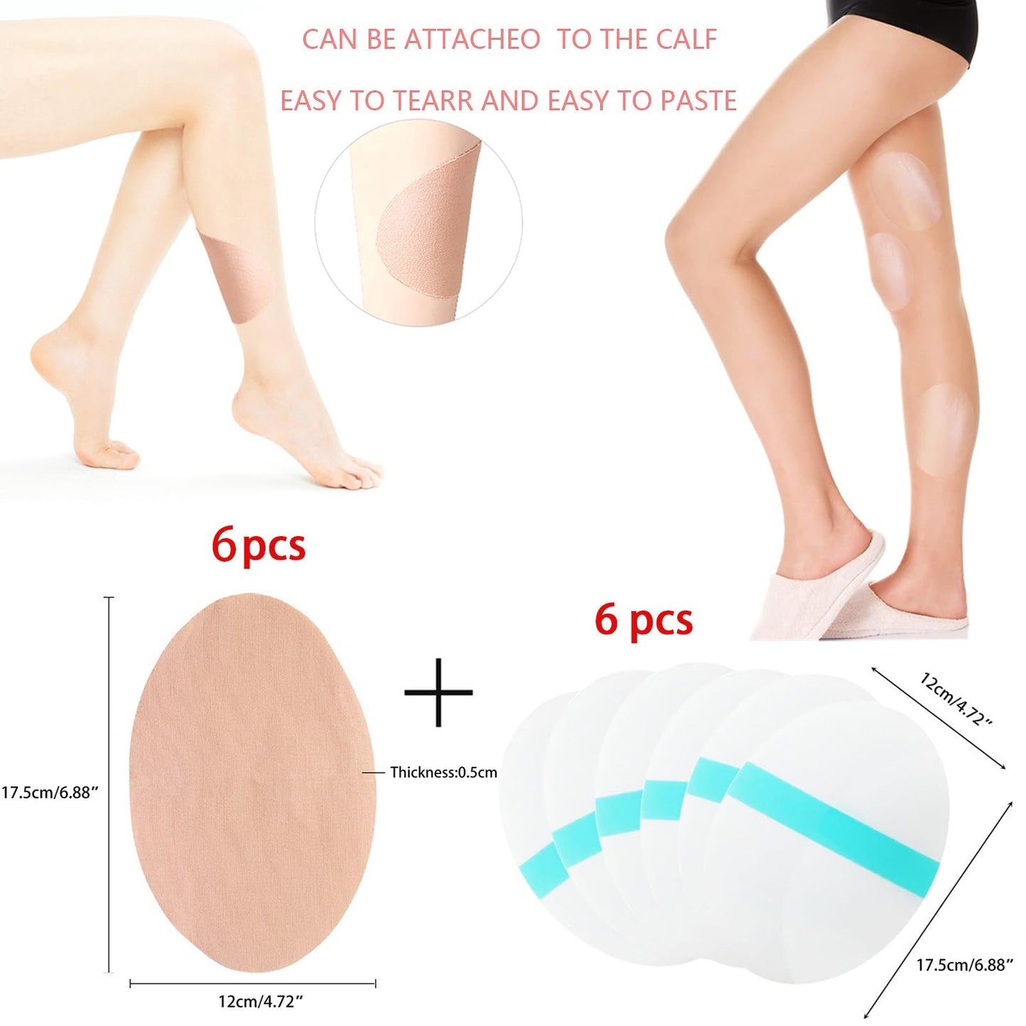 WOLAIYE Thigh Inner Anti-Chafing Sticker, Self-Adhesive Wear-Resistant Disposable Body Anti-Friction Pads, Transparent Ultra-Thin Invisible Patch,12PCS