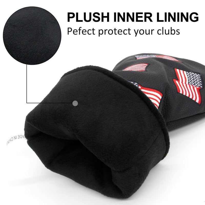 Barudan Golf Fairway Wood Head Cover Headcover, Patriotism USA Golf Fairway Headcover Interchangeable # 3 4 5 7 X Fairway Head Cover Golf Protective Case