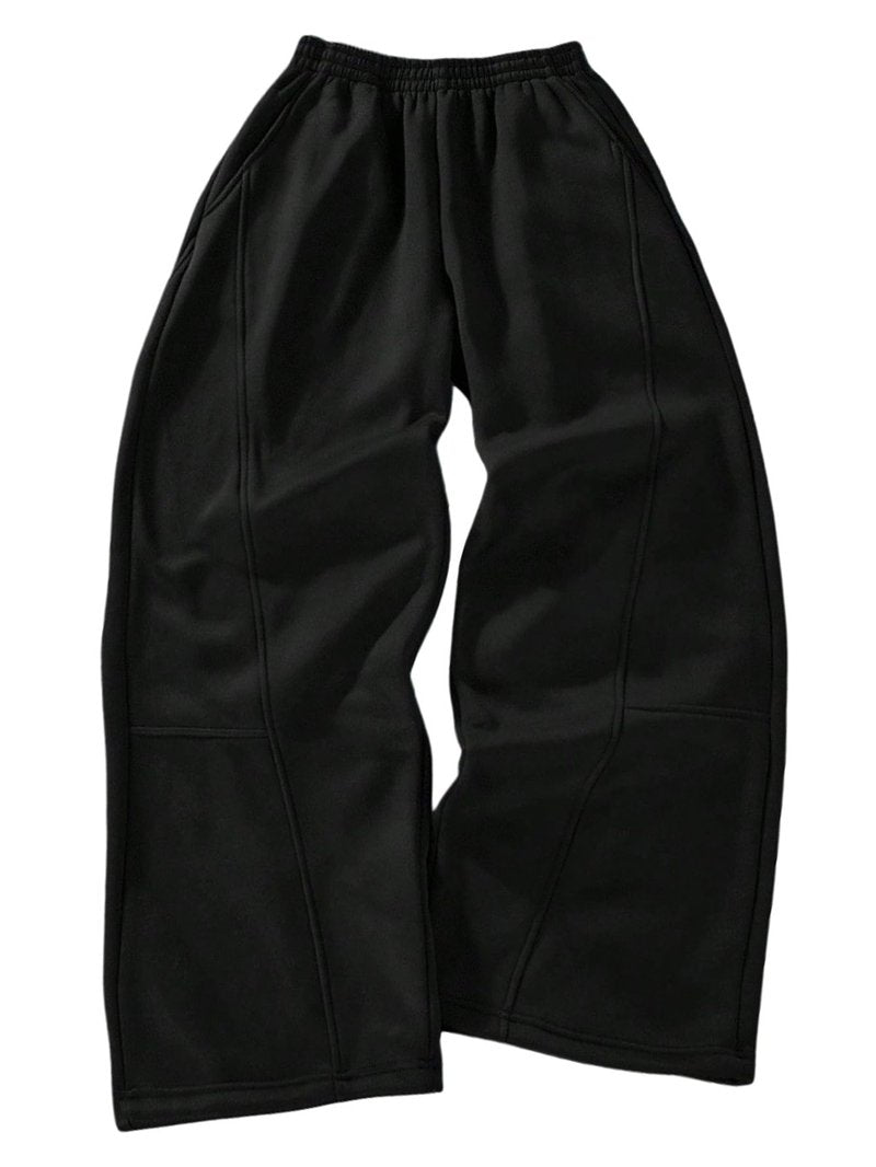 SOLY HUX Boy's Baggy Sweatpants Wide Leg Elastic Waist Casual Athletic Pants with Pockets Pure Black 13 Years