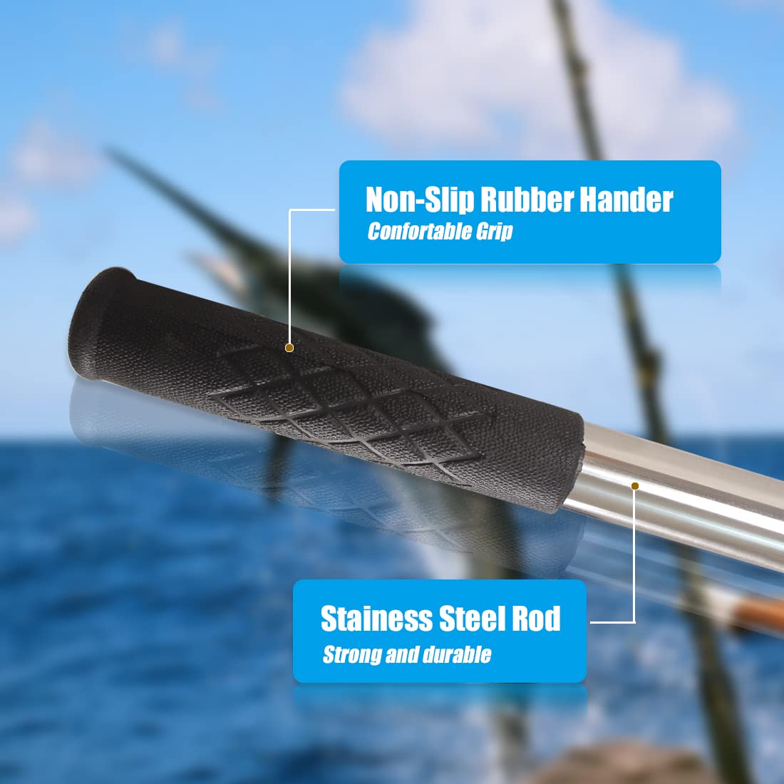 Dutiplus Telescopic Fish Gaff with 2 Teeth Assorted Harpoons Barbed, Sea and Ice Fishing Spear Gig for Hunting Fish Frog Mole - 5ft Long (2 Teeth+4.5ft Telescopic Rod)