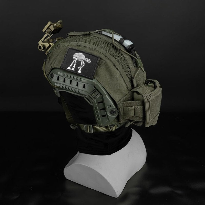 IDOGEAR Tactical Helmet Cover with Battery Rear Pouch for Fast Helmet Size M/L & L/XL Military Paintball Hunting Shooting Gear 500D Nylon (Ranger Green, Large)