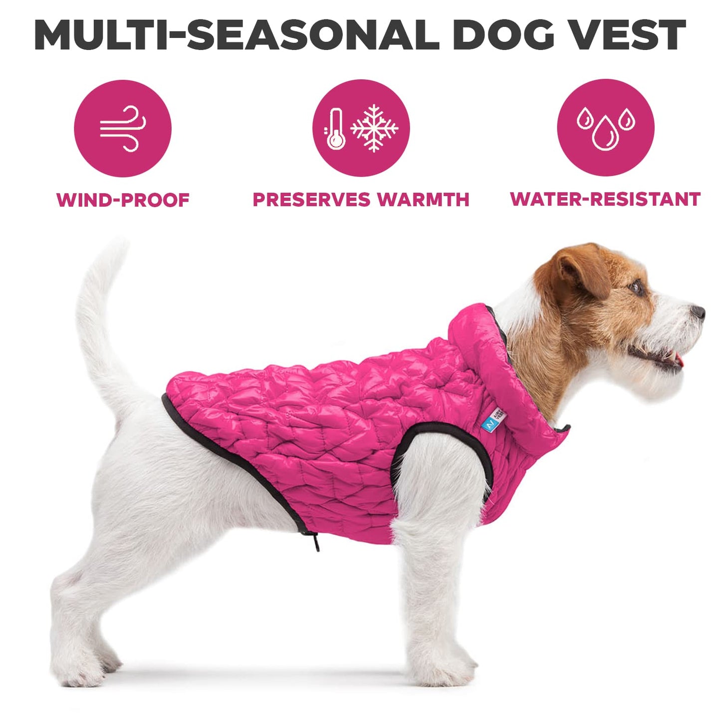 AiryVest Dog Winter Coat UNI - Lightweight Reversible Warm Dog Jacket - Water Resistant Windproof Jacket - Dog Coats for Medium Dogs, Small & Large Dogs Vest XXS